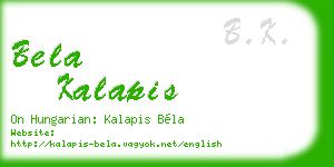 bela kalapis business card